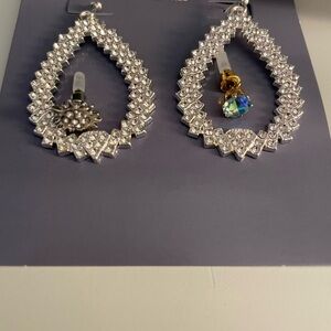 Elegant Silver Teardrop/Stud Earrings Combo